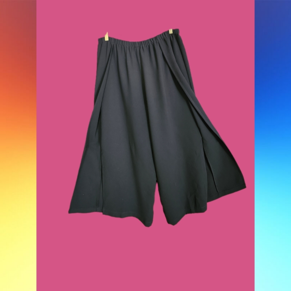 CHRISTOPHER CALVIN BLACK WIDE LEG DESIGNER PANTS - Picture 5 of 5